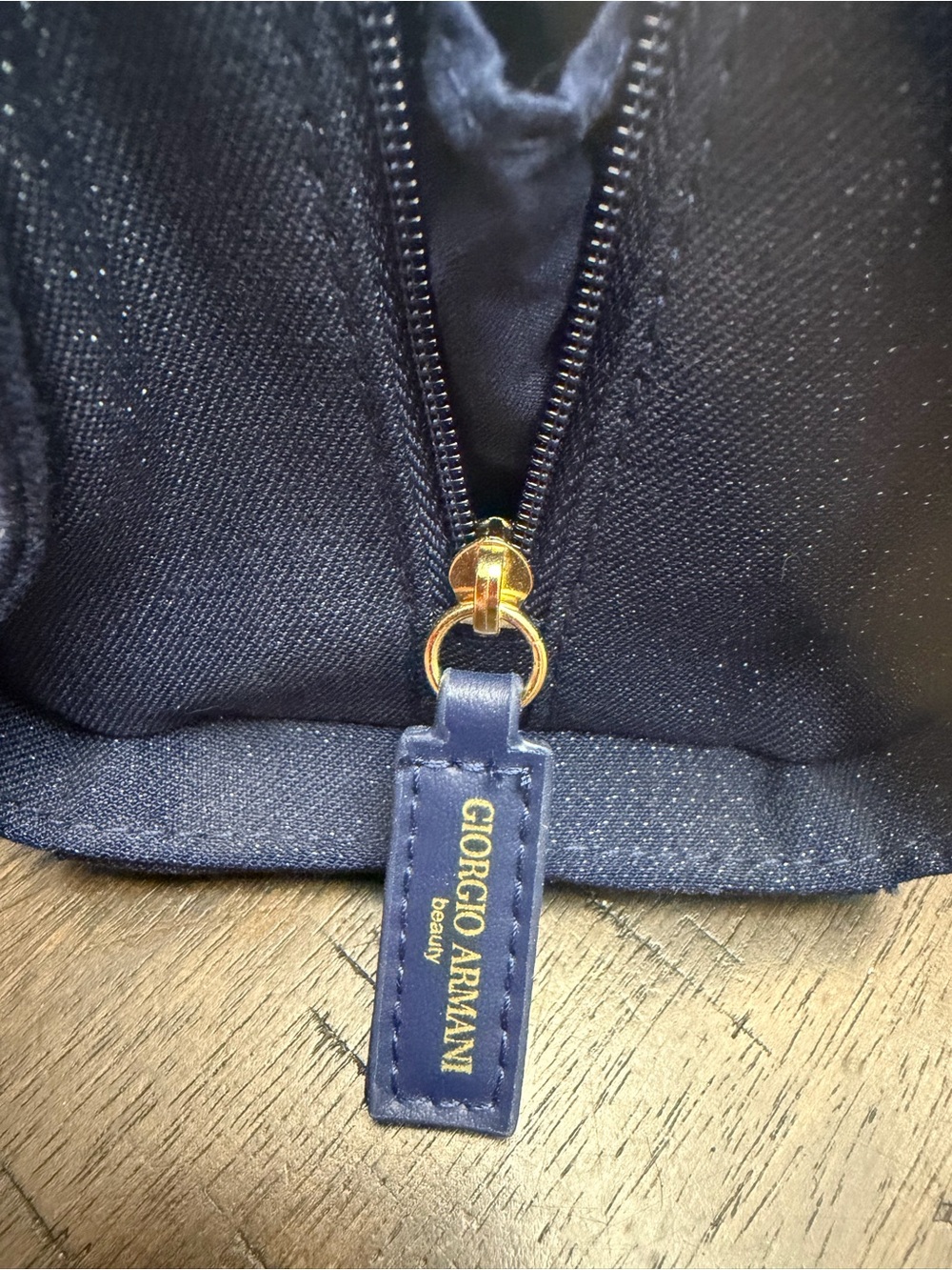 Giorgio Armani Navy Cosmetic Pouch with Gold Accents GWP BEAUTY BAG